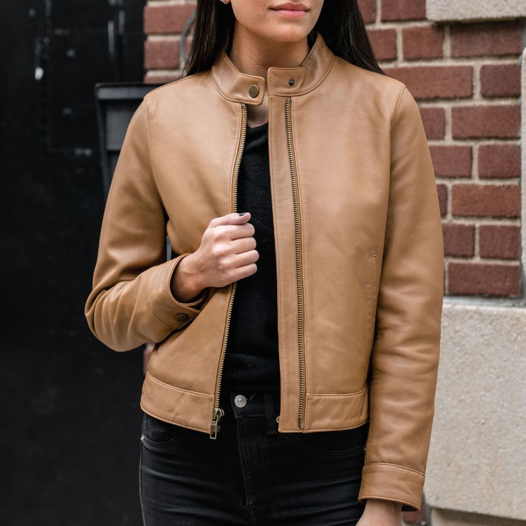 brown leather jacket