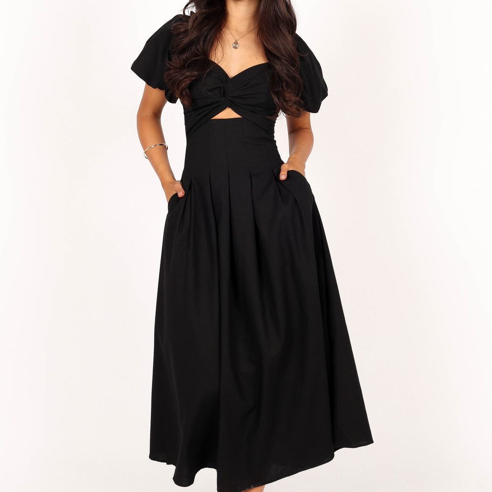 puff sleeve midi dress