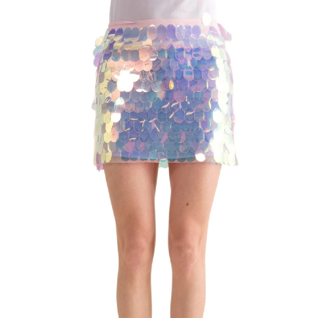 	
sequin mini skirt