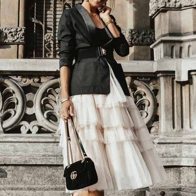 long tulle skirt outfit ideas