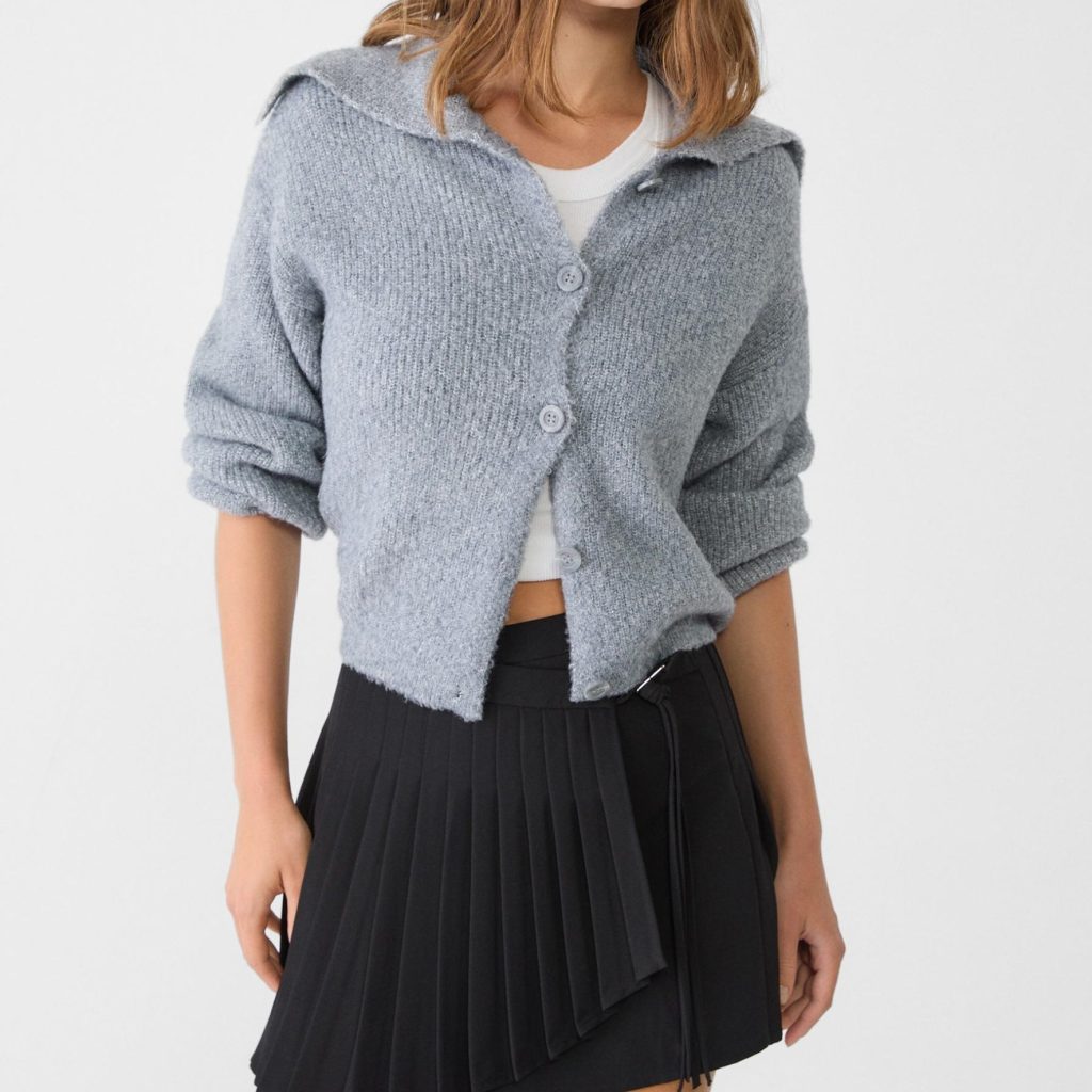 cardigan with pleated skirt