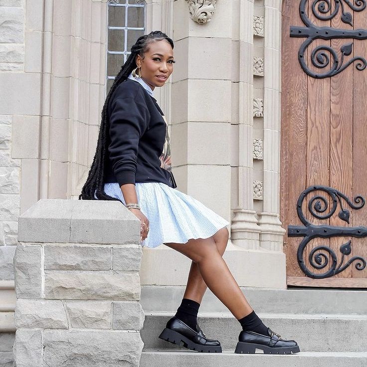 chunky loafers with skirt