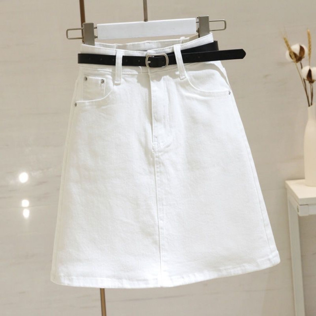 white jean skirt outfit