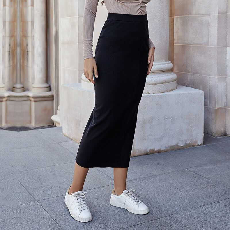 long skirt with sneakers