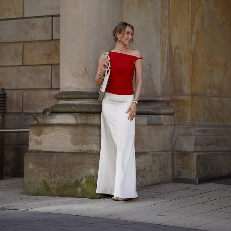 long flowy white skirt