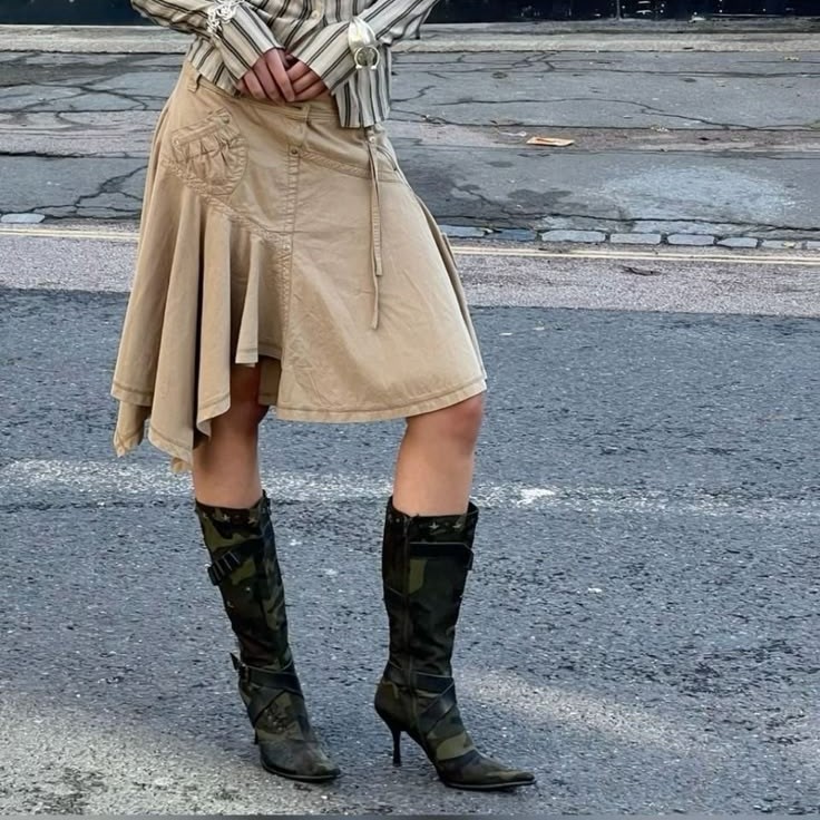 long skirt with boots