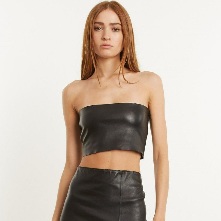 black leather tube top