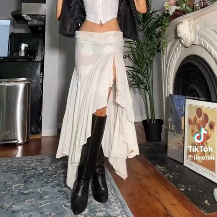 long skirt with boots