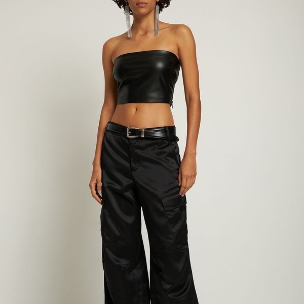 black leather tube top