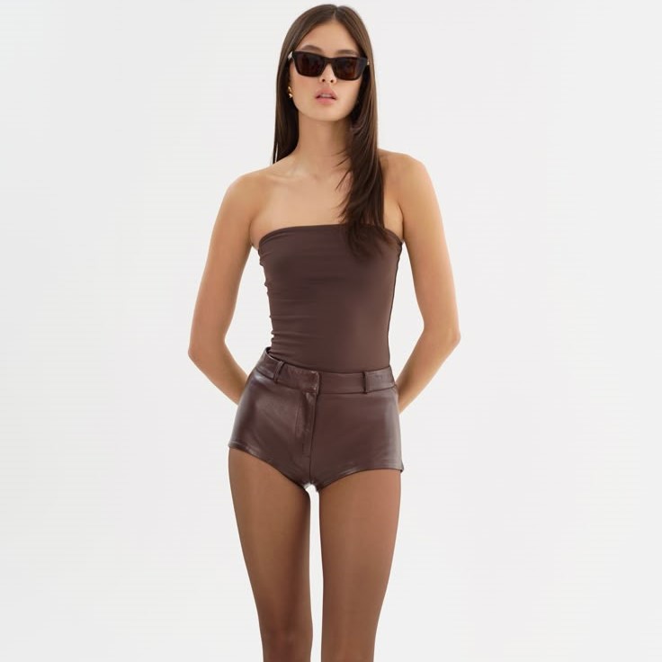 high waist leather shorts