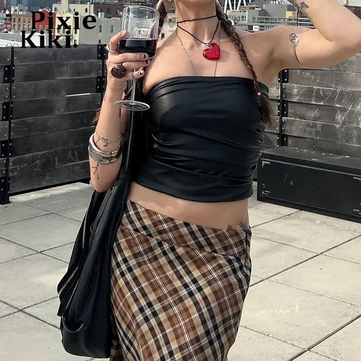 black leather tube top