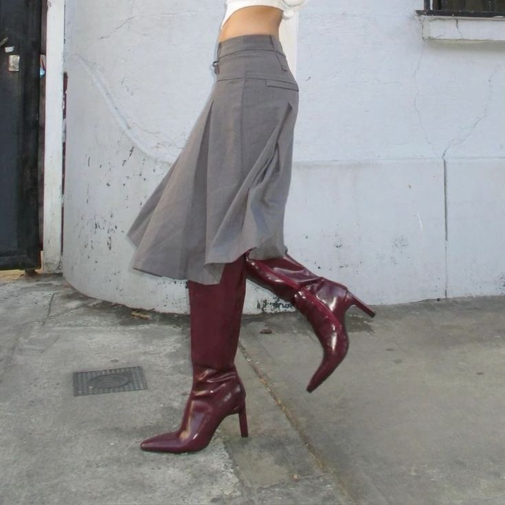 long skirt with boots
