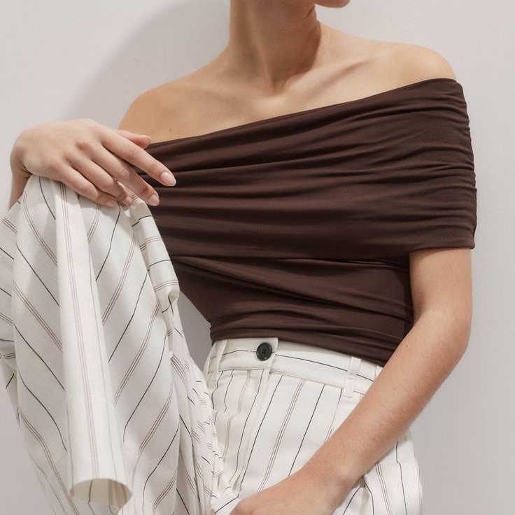 brown off the shoulder top