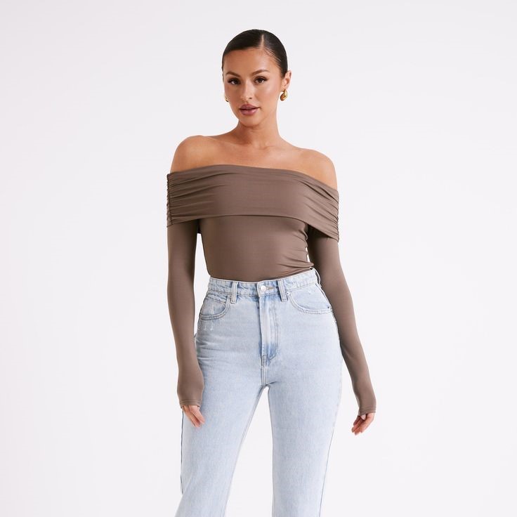 brown off the shoulder top