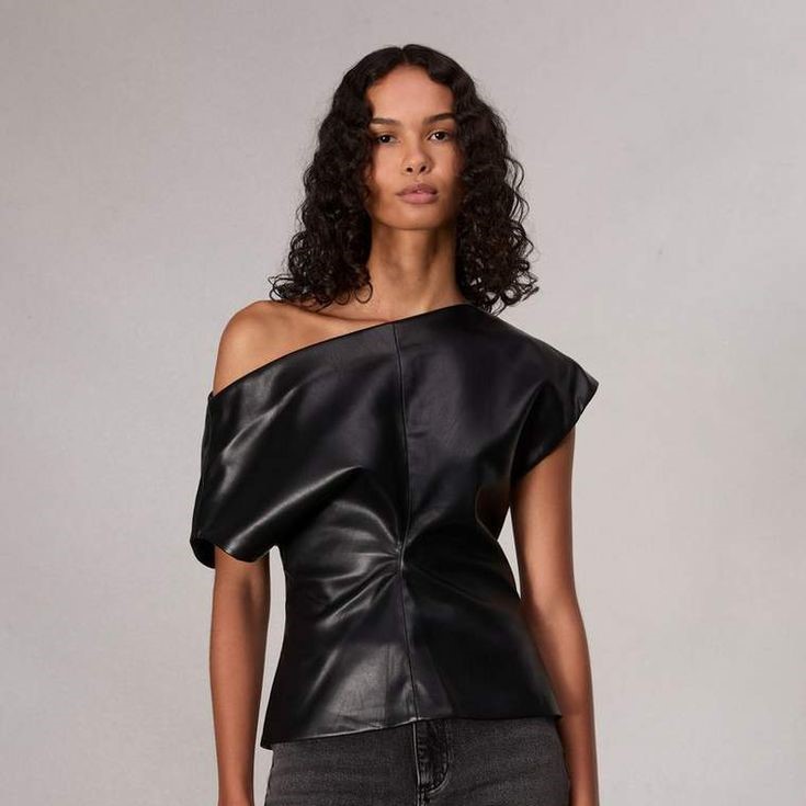 leather off the shoulder top
