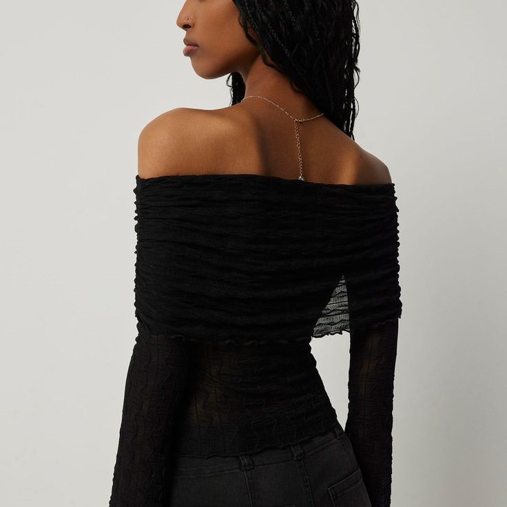 mesh off the shoulder top