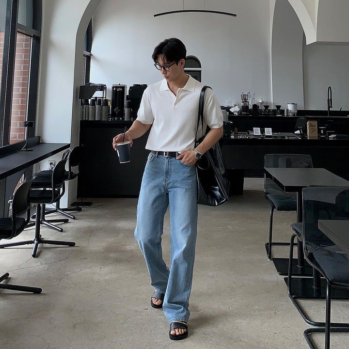 dark blue jeans outfit men