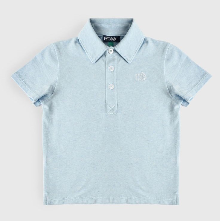 light blue polo shirt