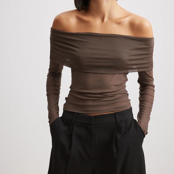 brown off the shoulder top