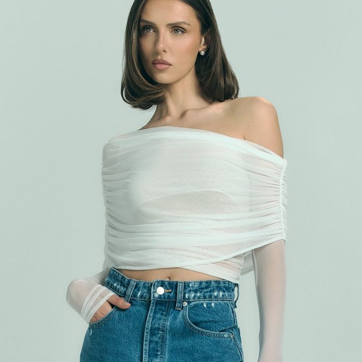 mesh off the shoulder top