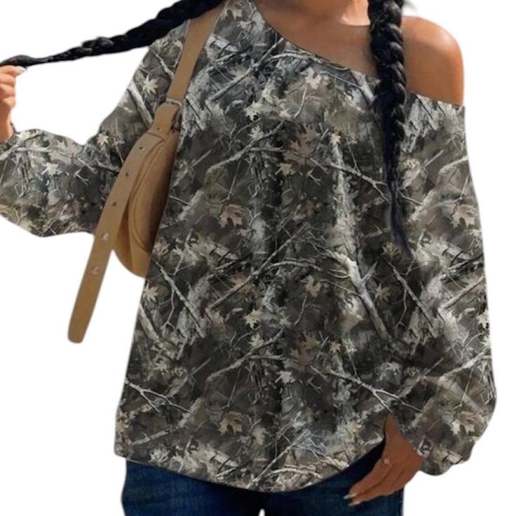 camo off the shoulder top