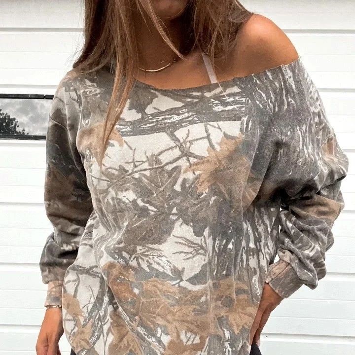 camo off the shoulder top