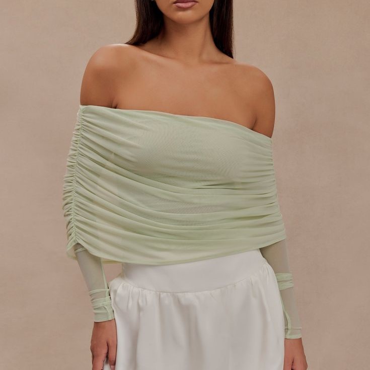 mesh off the shoulder top