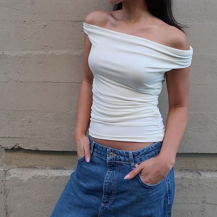 cream off the shoulder top