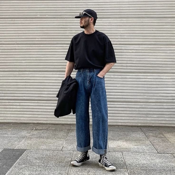 dark blue jeans outfit men