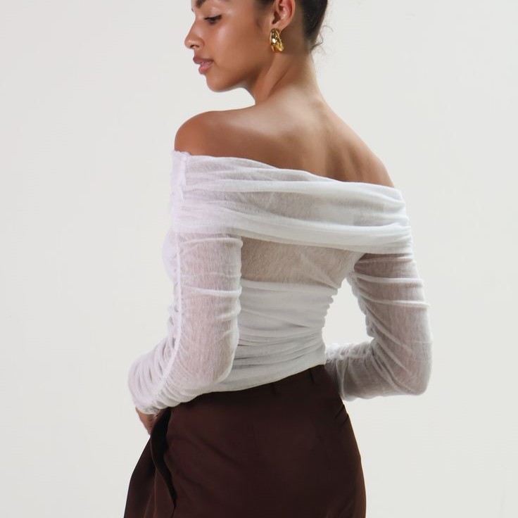 mesh off the shoulder top