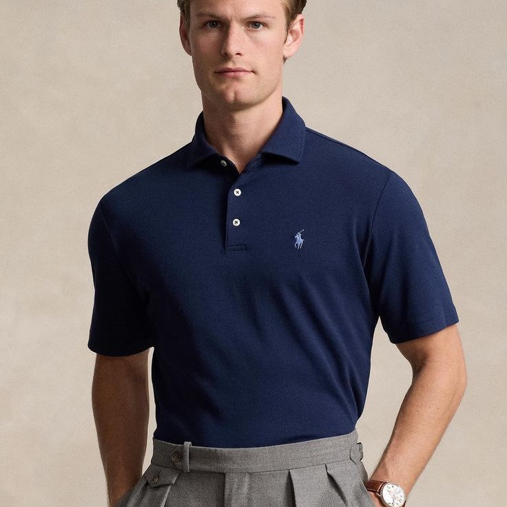navy blue polo shirt